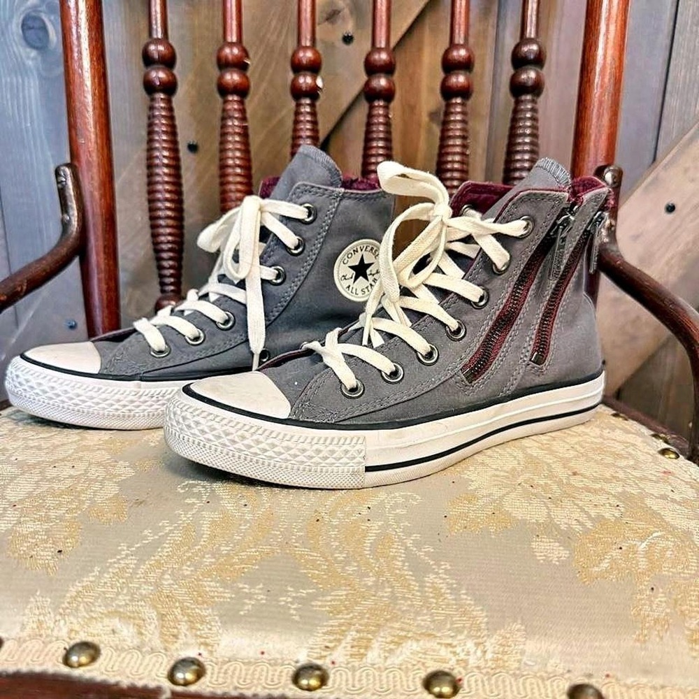 Converse All Star High Top Women 6 Grey Good Double Side Zip 551944C